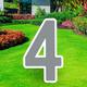 Silver Number (4) Corrugated Plastic Yard Sign, 30in